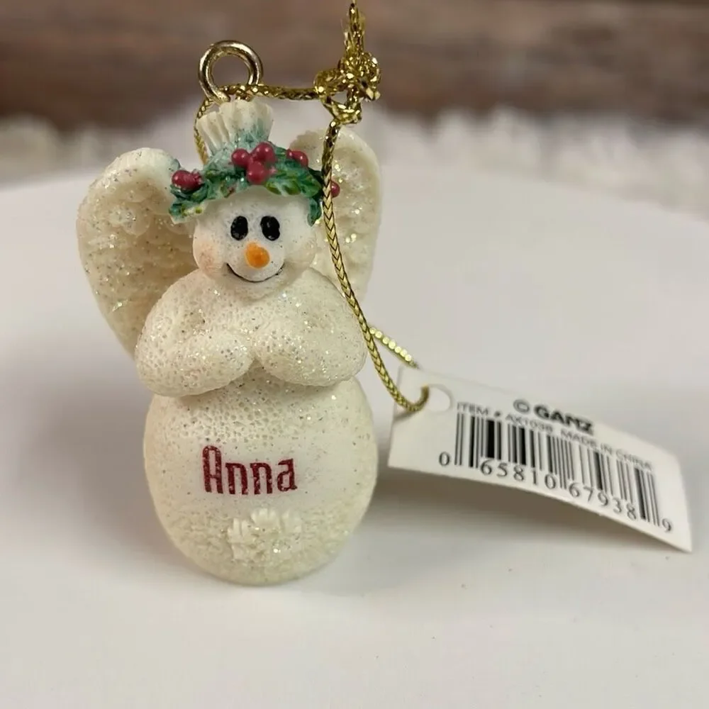 Encore “Anna” Angel $ Ganz “Anna Snowman Lot of 2 Christmas Ornaments